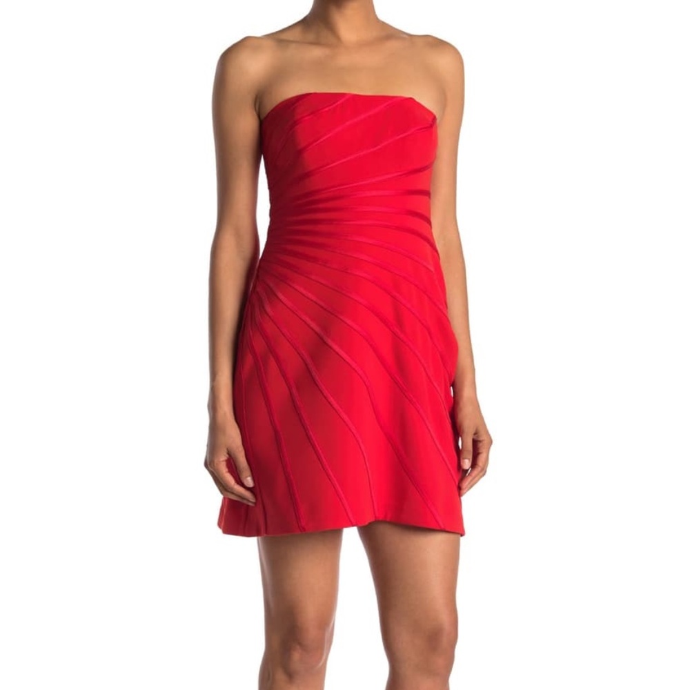 Halston Heritage Red Strapless Dress, New NWT